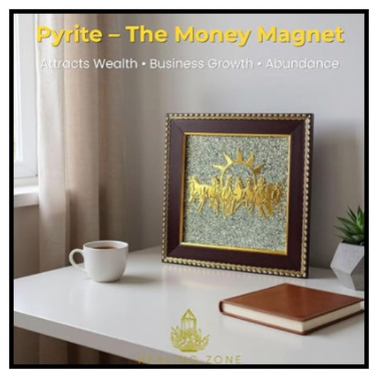 7 Horses on Raw Pyrite Frame – Vastu Seven Horses Wall Decor with Natural Pyrite Stone