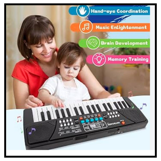 37 Key Piano Keyboard Toy with DC Power Option, Recording and Mic for Kids