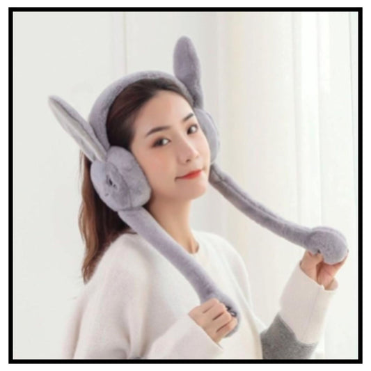 Cute rabbit jumping ear muffs for women