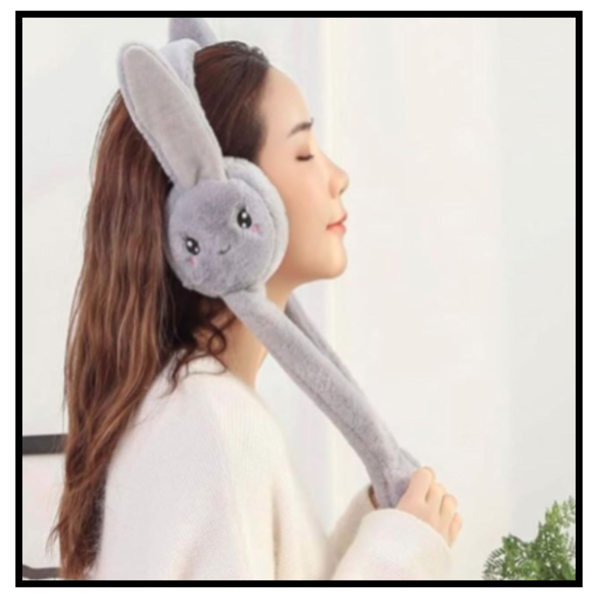 Cute rabbit jumping ear muffs for women