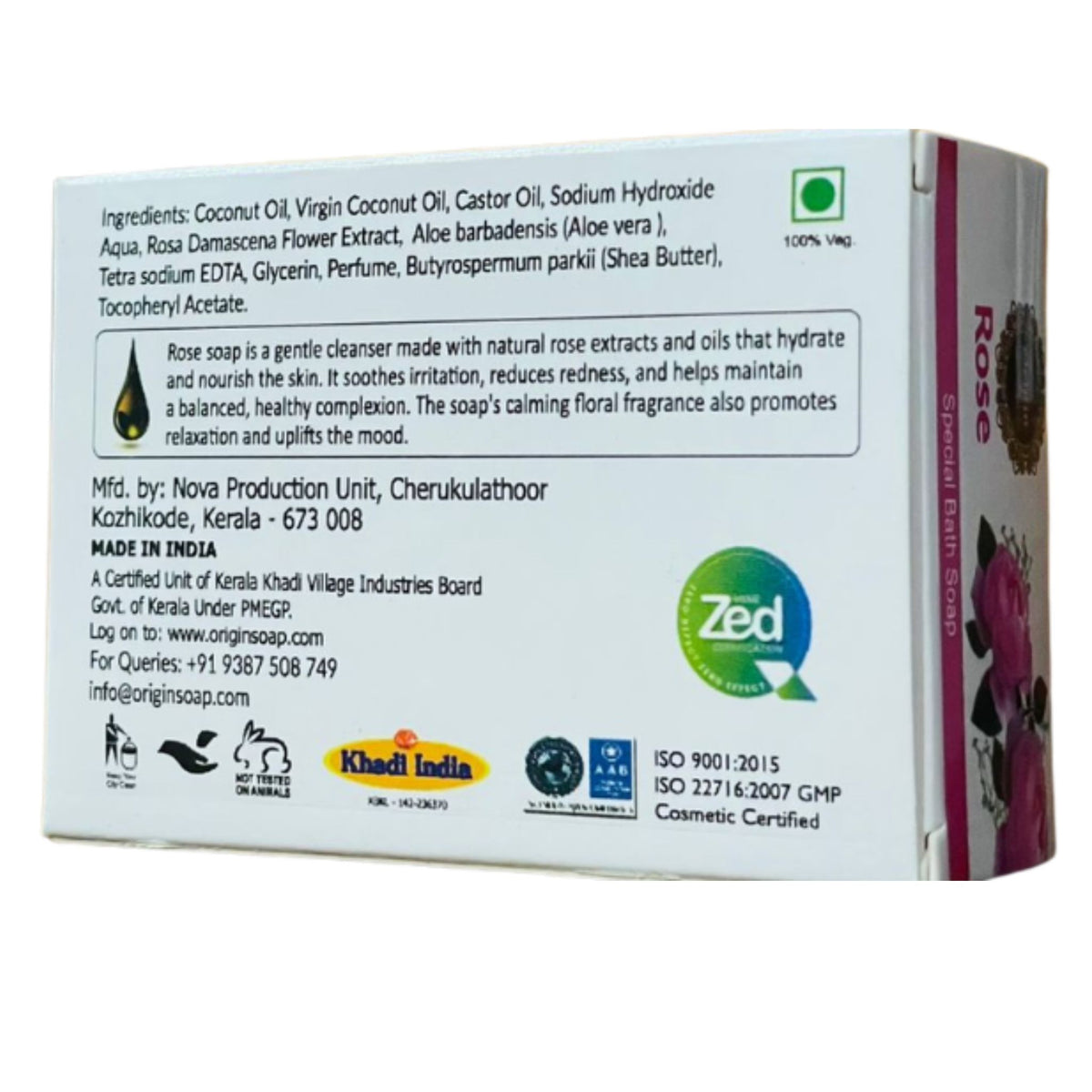 Rose 75GRM (Box) Coconut oil Handmade Natural Pure soap(Pack of 3)