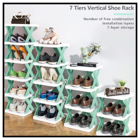 4 Layer Stylish Shoe Storage Organizer Multi-Purpose Stackable Shoe Rack Adjustable Slots