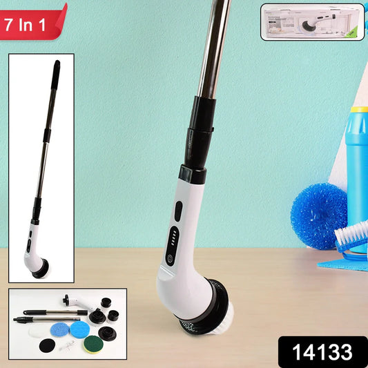 7-in-1 Electric Spin Scrubber Cleaning Brush with Extension Handle (1 Set)