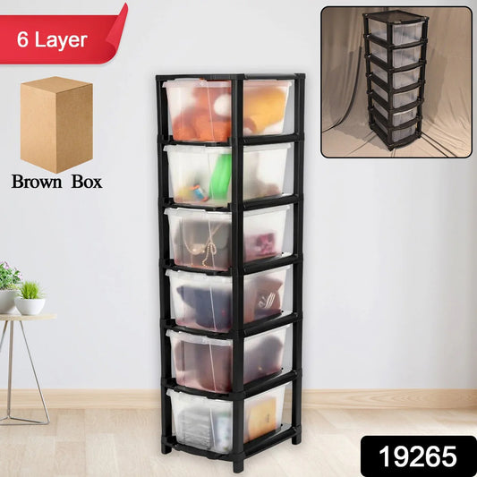 6-Layer Modular Plastic Drawer Storage Cabinet