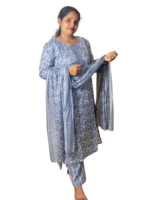 GAYATHRI CHURIDAR-DARK OLIVE GREEN (414137) (XL)