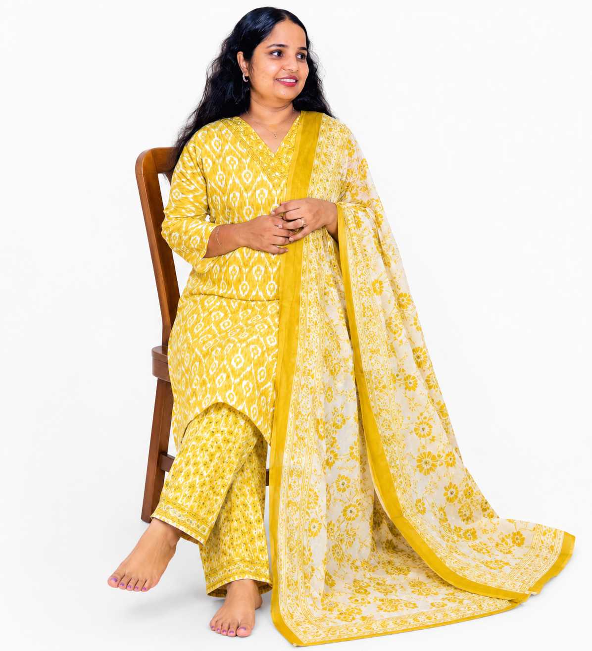 GAYATHRI CHURIDAR-MEHNDIYELLOW (414137) (XXL)