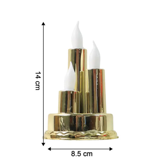 LED Flameless Triple Candle Lamp Golden Decorative Electronic Candle Light for Home Festival Diwali Decoration (1 Pc)