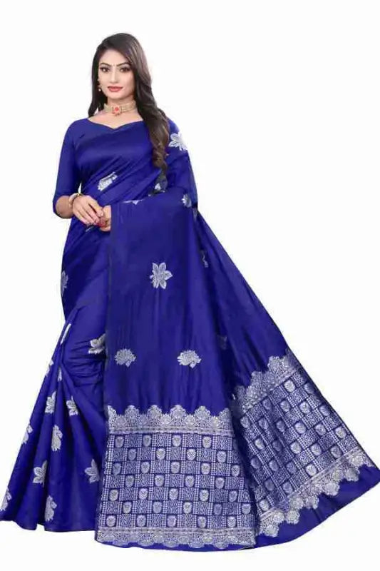 Banarasi Silk Saree The Silver Elegance Edition ( blue, OS )