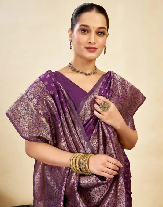 Jacquard Saree Everyday Elegance Collection ( Wine, OS )