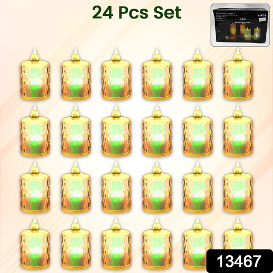 24 Pc Flameless and Smokeless Decorative Melting Candles LED Tea Light Candle Flickering Electronic Candle, Diwali