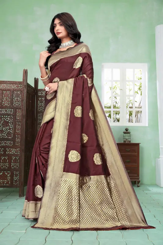 Banarasi Silk Saree The Royal Maroon Grandeur Edition ( maroon, OS )