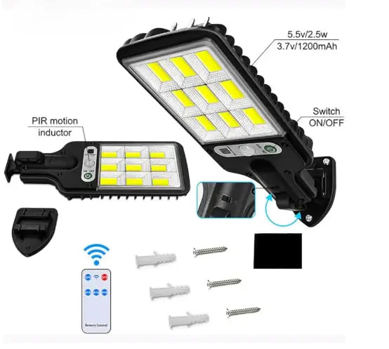 High-Power Solar LED Street Light with Motion Sensor & Remote Control