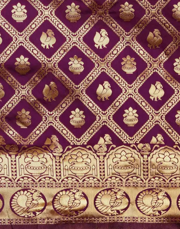 Jacquard Saree  Royal Heritage Collection Jacquard Saree â€“ Design A370 ( wine, OS )