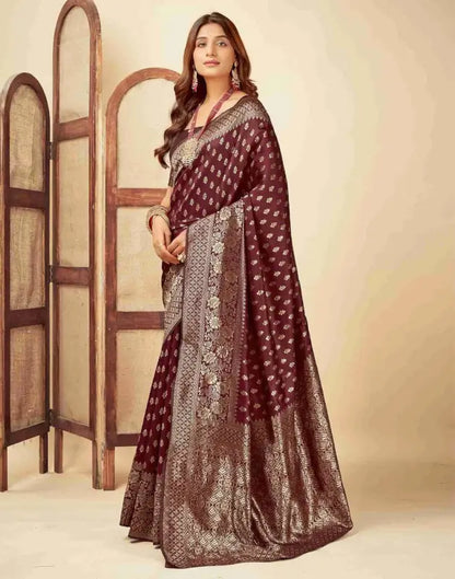 Jacquard Saree  Timeless Grace Collection ( maroon, OS )