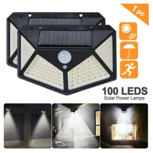 100 LED Solar Outdoor Wall Light with Motion Sensor Waterproof Security Lamp for Garden
