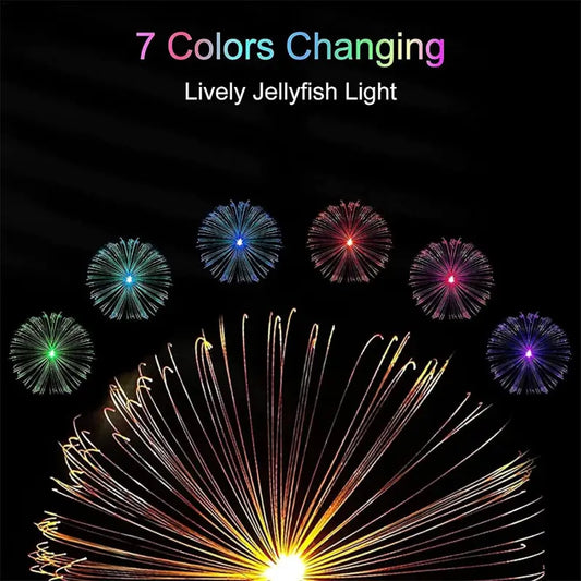 2pcs Garden Solar Outdoor Lights Decorative , 7 Colors Changing RGB Light Waterproof Flower Jellyfish Firework Decor for Garden Patio Landscape Pathway Yard Holiday Decor ( default, Standard)