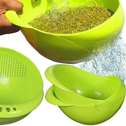 Virgin Rice Bowl Durable Plastic Strainer, Water Strainer | Vegetable & Fruits Washing Bowl ( default, Standard ).