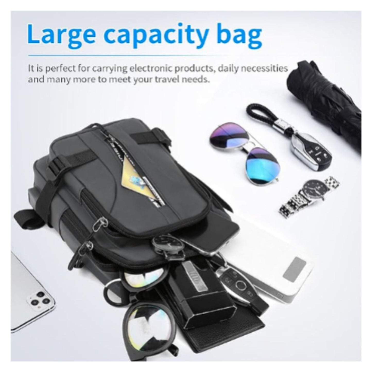Waterproof Chest Sling Bag for Men Shoulder Gadget Organizer Crossbody Backpack