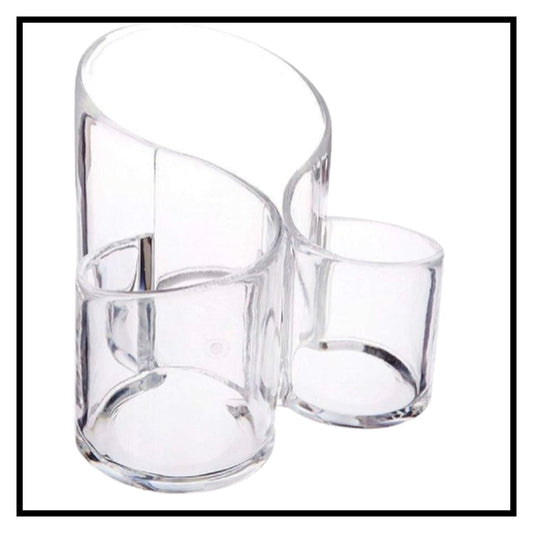 3-Compartment Acrylic Makeup Brush Holder