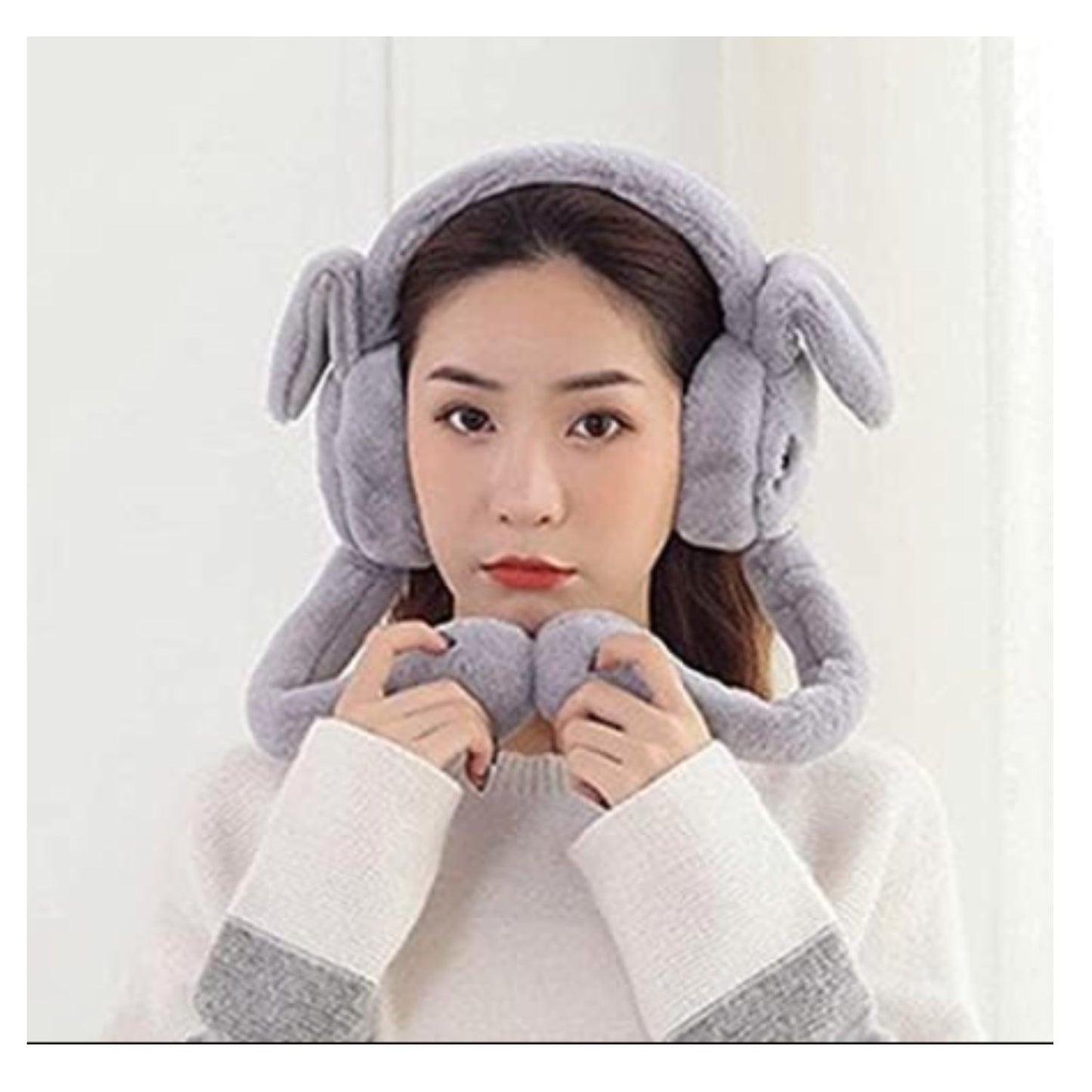 Cute rabbit jumping ear muffs for women