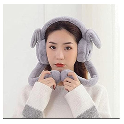 Cute rabbit jumping ear muffs for women