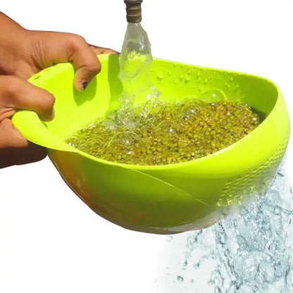 Virgin Rice Bowl Durable Plastic Strainer, Water Strainer | Vegetable & Fruits Washing Bowl ( default, Standard ).