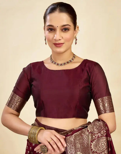 Jacquard Saree  Everyday Elegance Collection ( maroon, OS )