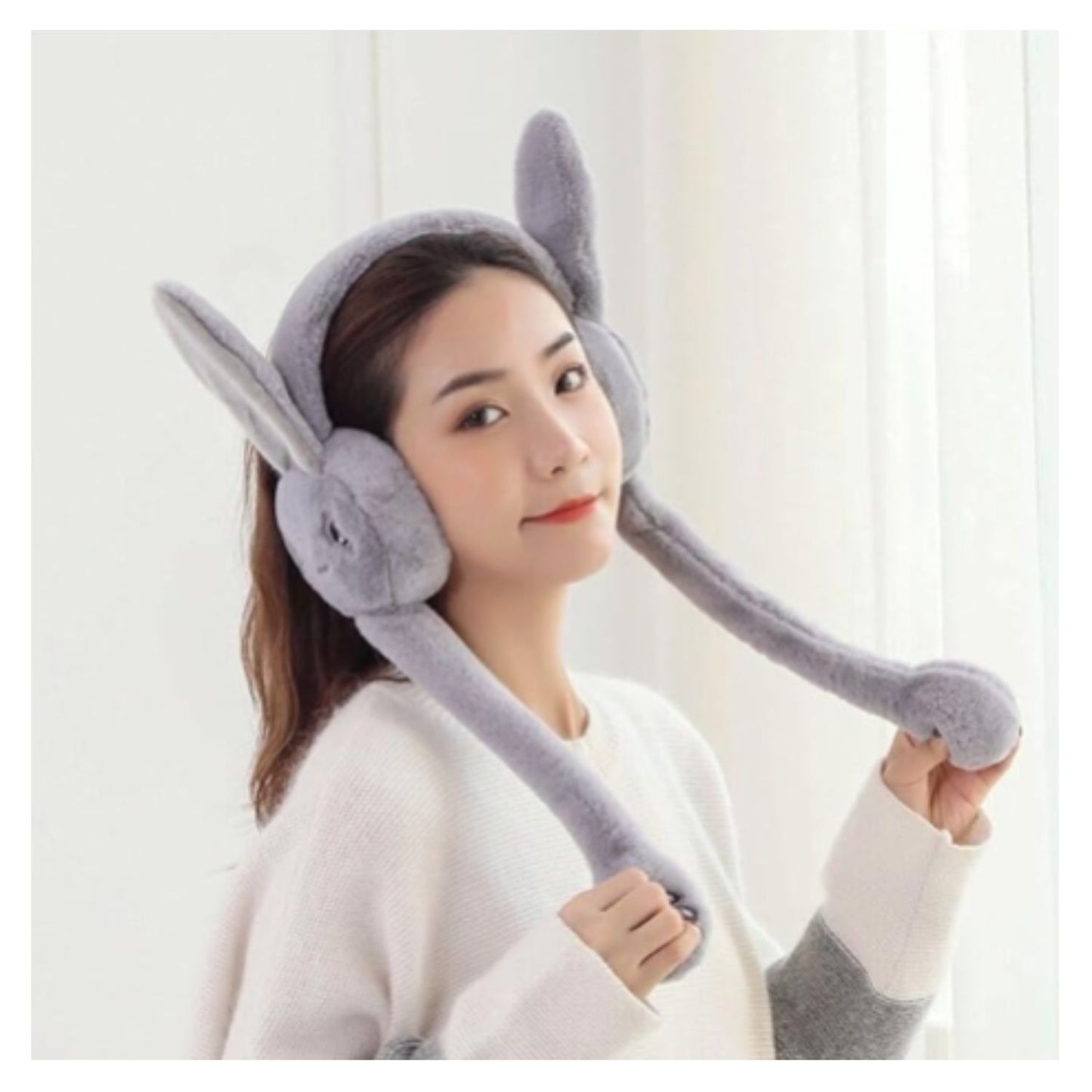 Cute rabbit jumping ear muffs for women