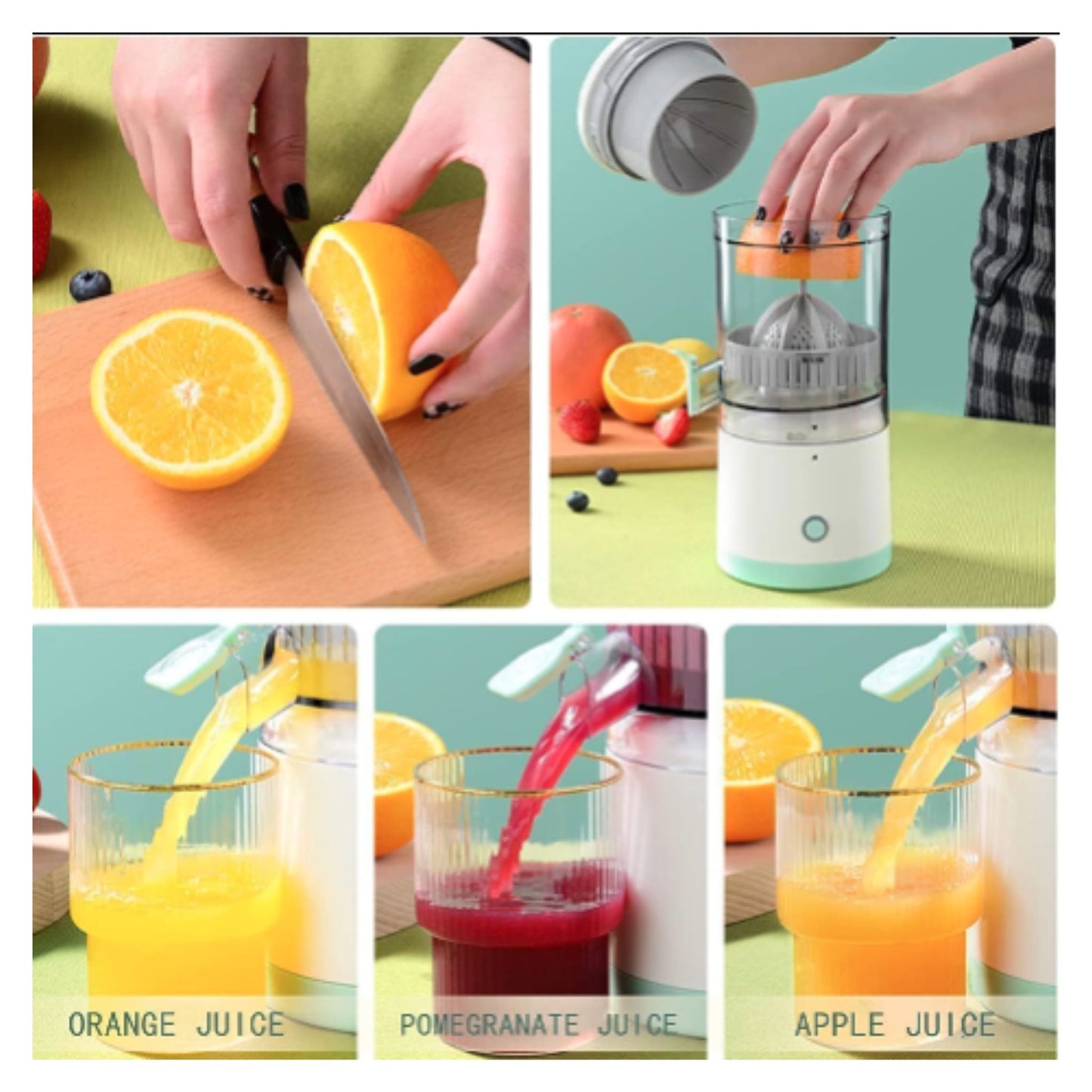 Electric Juicer Orange Squeezer Citrus Press Lemons, Portable USB Charging Electric Juicer
