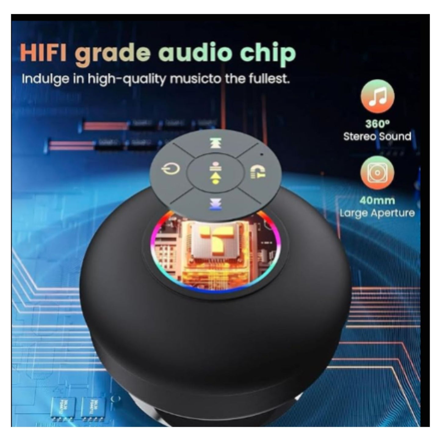 Mini Bluetooth Shower Audio Device with RGB Lights