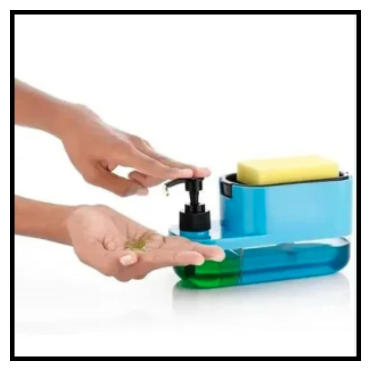 3 in 1 kitchen soap dispenser with sponge holder and pump for dishwashing