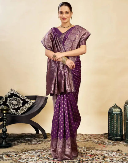 Jacquard Saree  Everyday Elegance Collection ( Wine, OS )