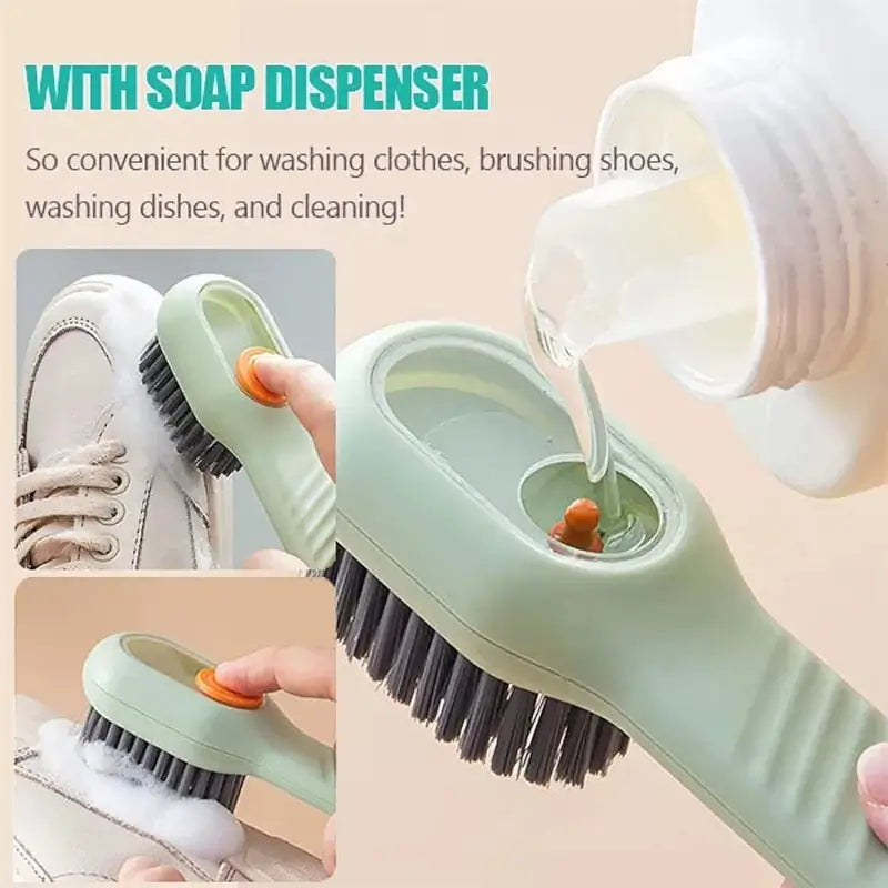 Multifunctional Scrubbing Brush with Liquid Soap Dispenser – Shoe & Clothes Cleaning