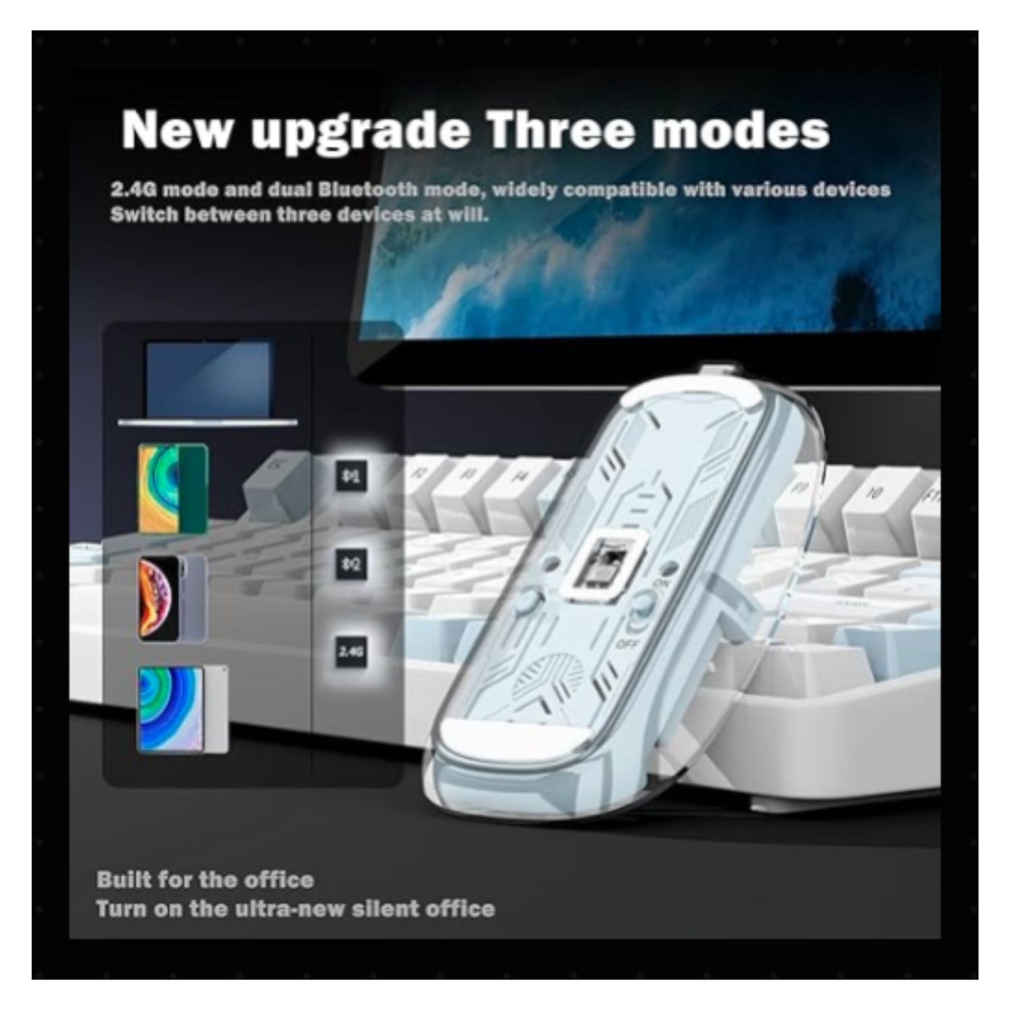 Transparent Wireless and Bluetooth Rechargeable Mouse
