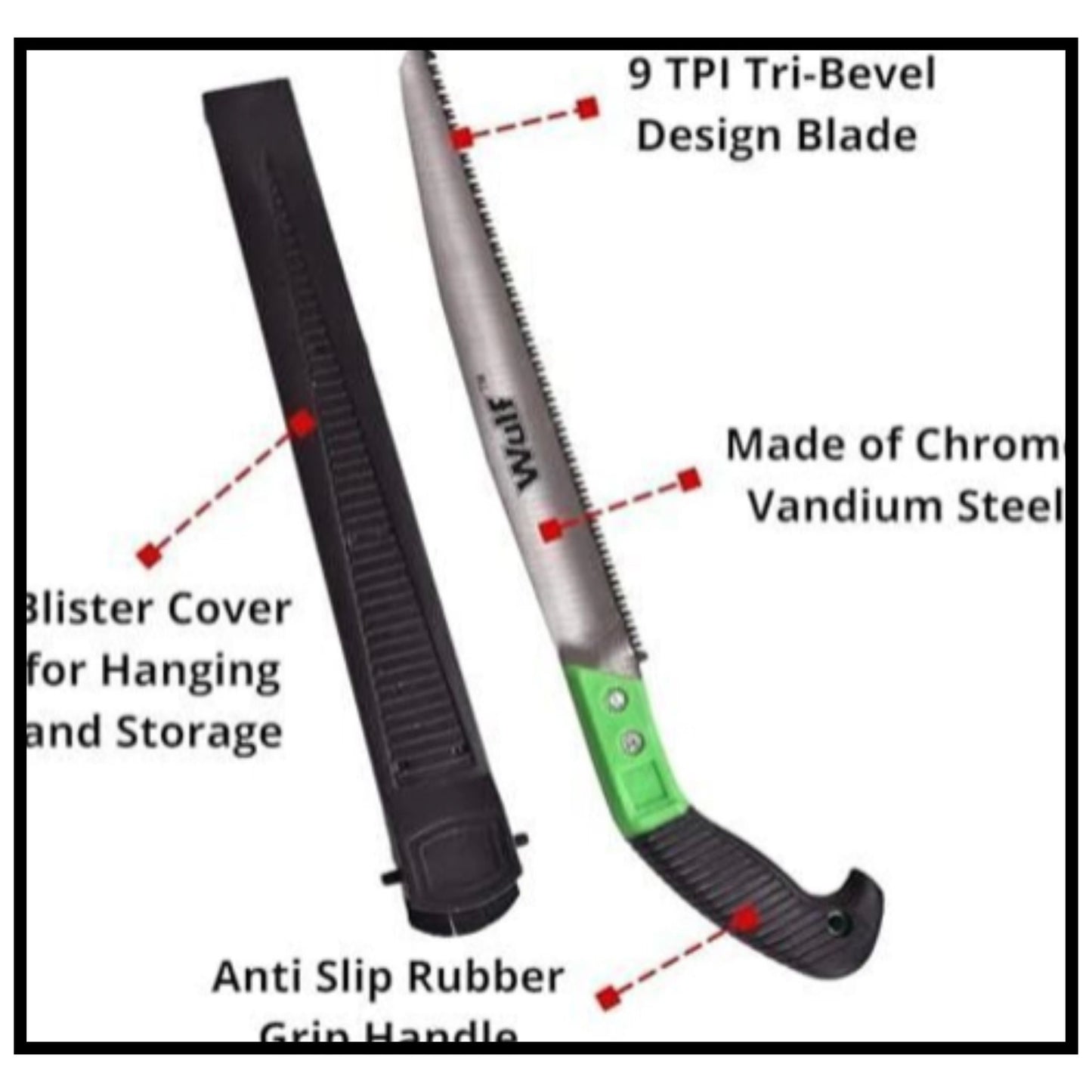 Steel Hand Saw 3 Edge Sharpen Teeth with Plastic Cover hromium Steel Wood Cutter with 3-Edge Razor Teeth & Protective Cover Wood Cutter ()