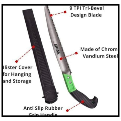 Steel Hand Saw 3 Edge Sharpen Teeth with Plastic Cover hromium Steel Wood Cutter with 3-Edge Razor Teeth & Protective Cover Wood Cutter ()