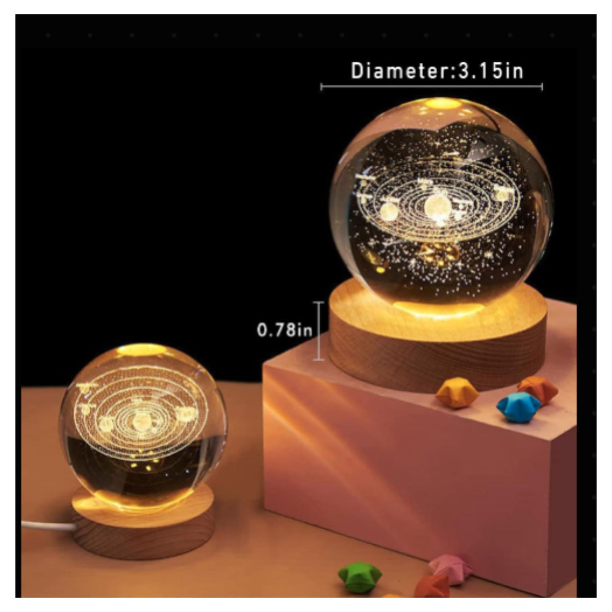 Crystal ball Crystal Planet Night Light Laser Engraved Solar System Globe Astronomy Birthday Gift Home Desktop Decoration