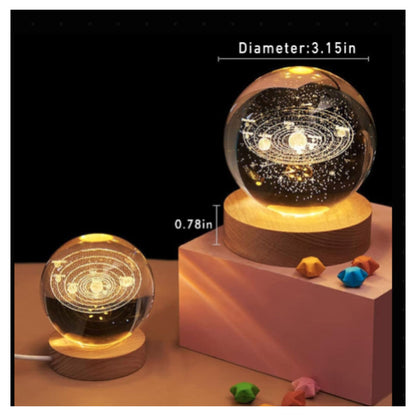 Crystal ball Crystal Planet Night Light Laser Engraved Solar System Globe Astronomy Birthday Gift Home Desktop Decoration