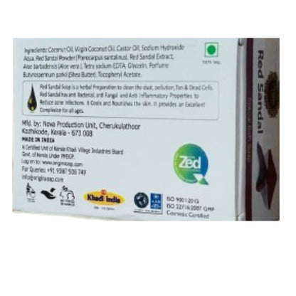 Red Sandal Wood 75GRM (Box) Coconut oil Handmade Natural Pure soap(Pack of 3)