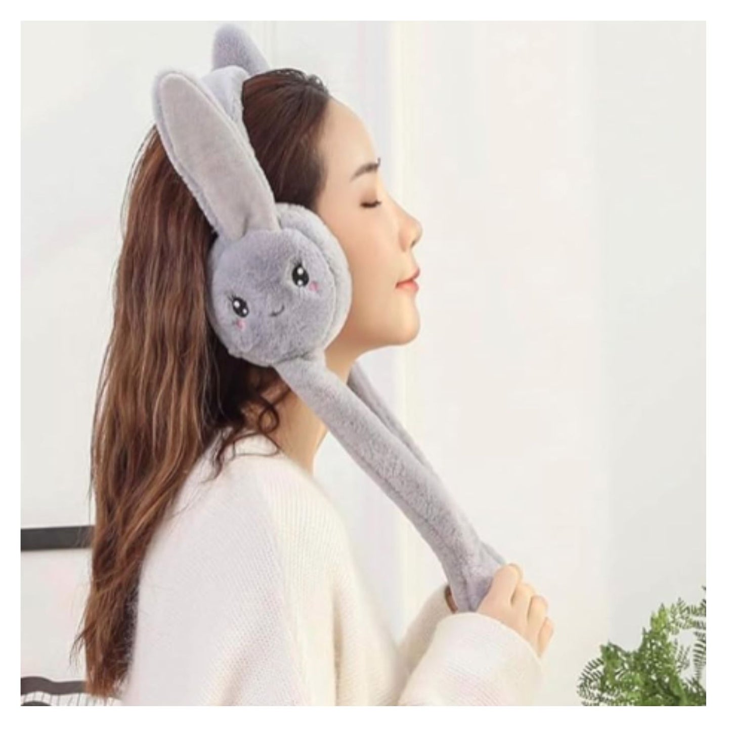 Cute rabbit jumping ear muffs for women