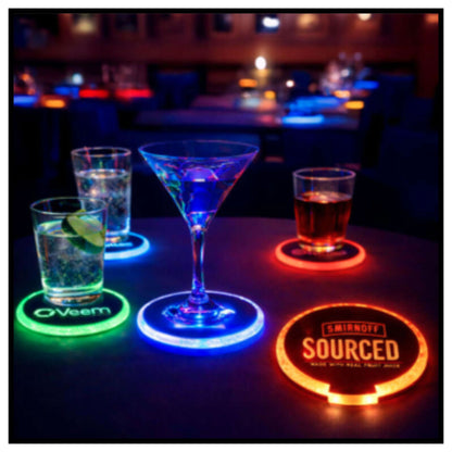 Colourful LED Coasters for Drinks, On/Off LED Disposable Coasters Pack of 1