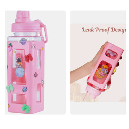 Kawaii Water Bottle with Lid and Straw (700 ml )