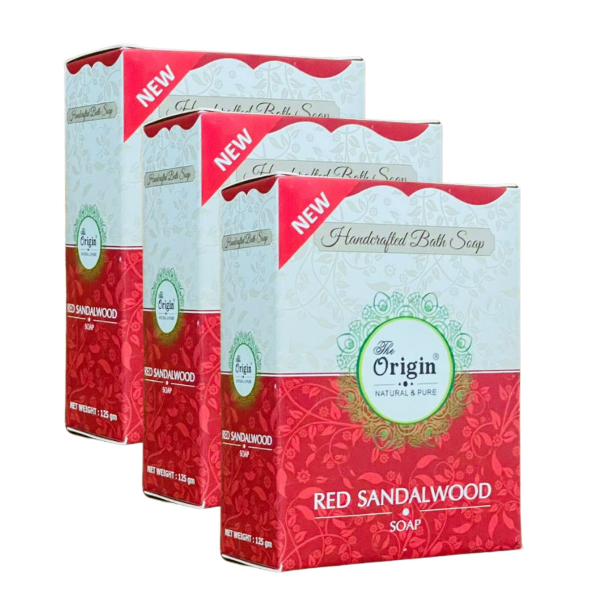 Red Sandalwood Soapn125 GRM (Box) Coconut oil Handmade Natural Pure soap(Pack of 3)