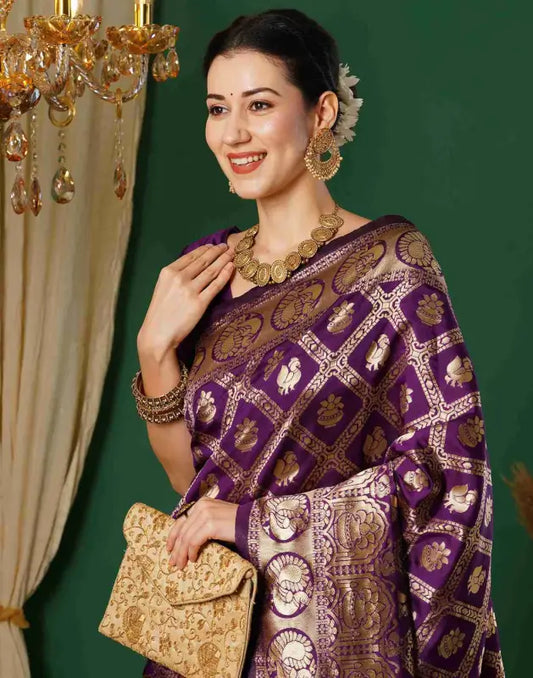 Jacquard Saree  Royal Heritage Collection Jacquard Saree â€“ Design A370 ( wine, OS )
