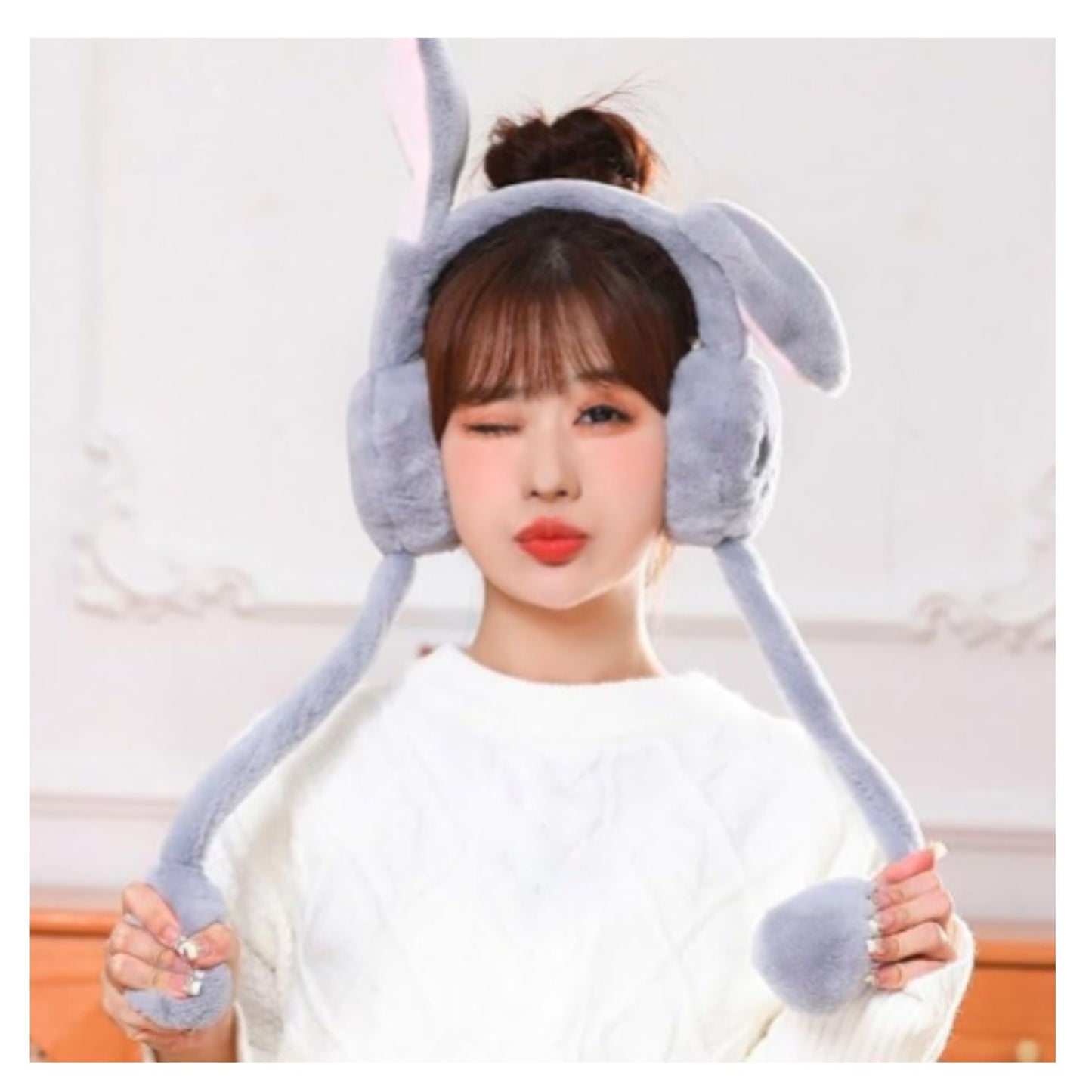 Cute rabbit jumping ear muffs for women