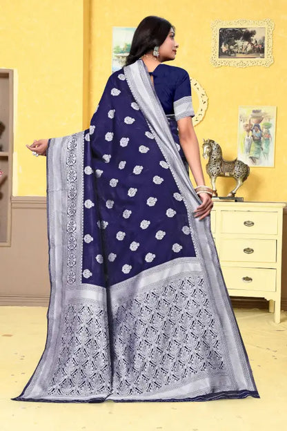 Banarasi Silk Saree  The Silver Majesty Collection ( blue, OS )