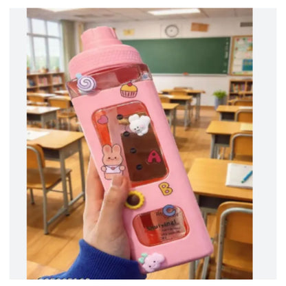 Kawaii Water Bottle with Lid and Straw (700 ml )