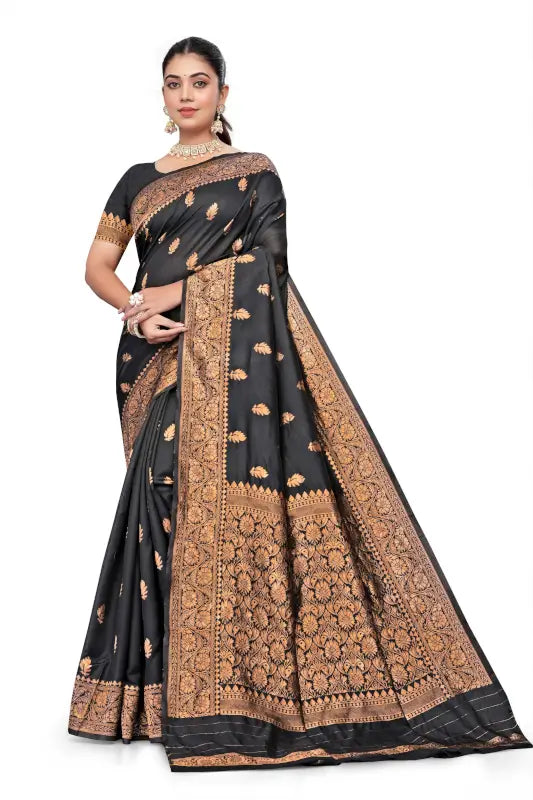 Jacquard Saree  Regal Aura Collection ( black, OS )
