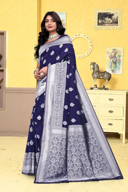 Banarasi Silk Saree  The Silver Majesty Collection ( blue, OS )