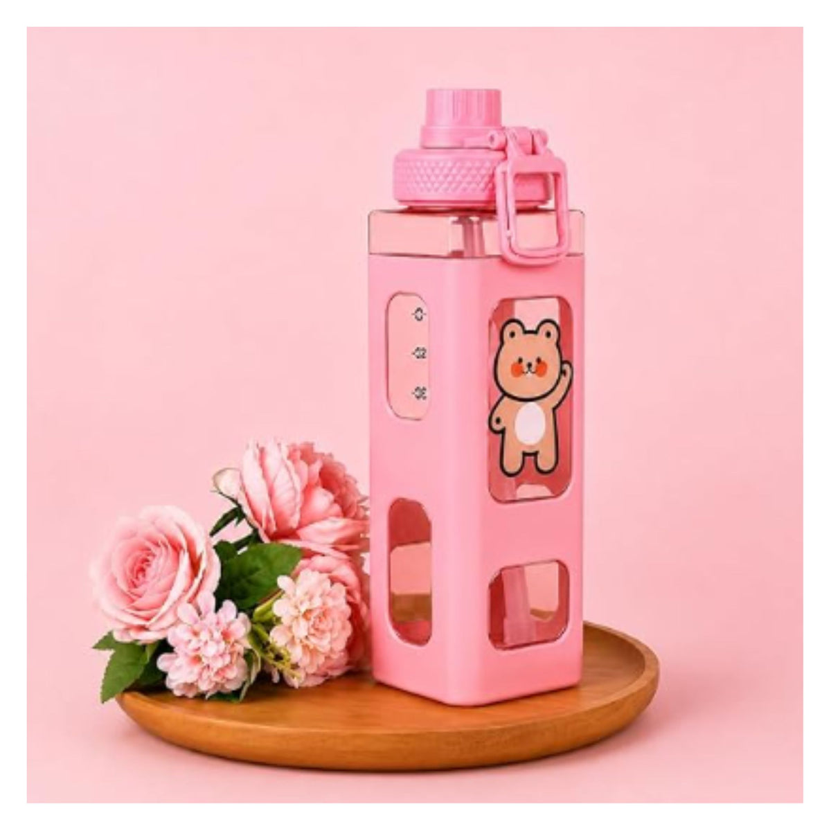 Kawaii Water Bottle with Lid and Straw (700 ml )